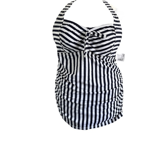 NWT! MOTHERHOOD, BEACH BUMP 2 Piece Striped Halter Maternity Tankini, Size Small - Picture 2 of 8